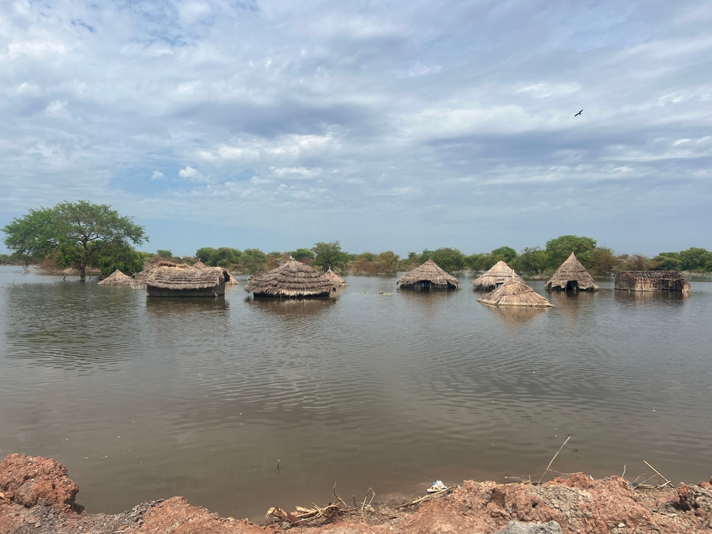 洪水で被害を受けた南スーダンの住宅