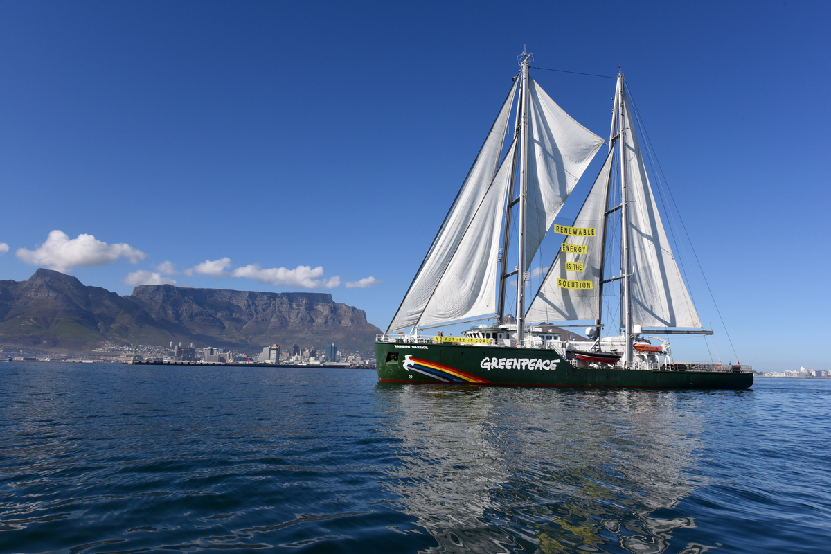 The Rainbow Warrior Arrives in Cape Town. © Justin Sholk