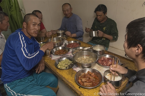 diner on a chinese fishing vessel