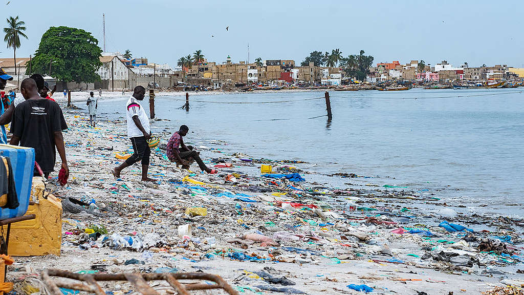 Plastics Clean up on Beach in Senegal. © Ibrahima Kebe Diallo / Greenpeace