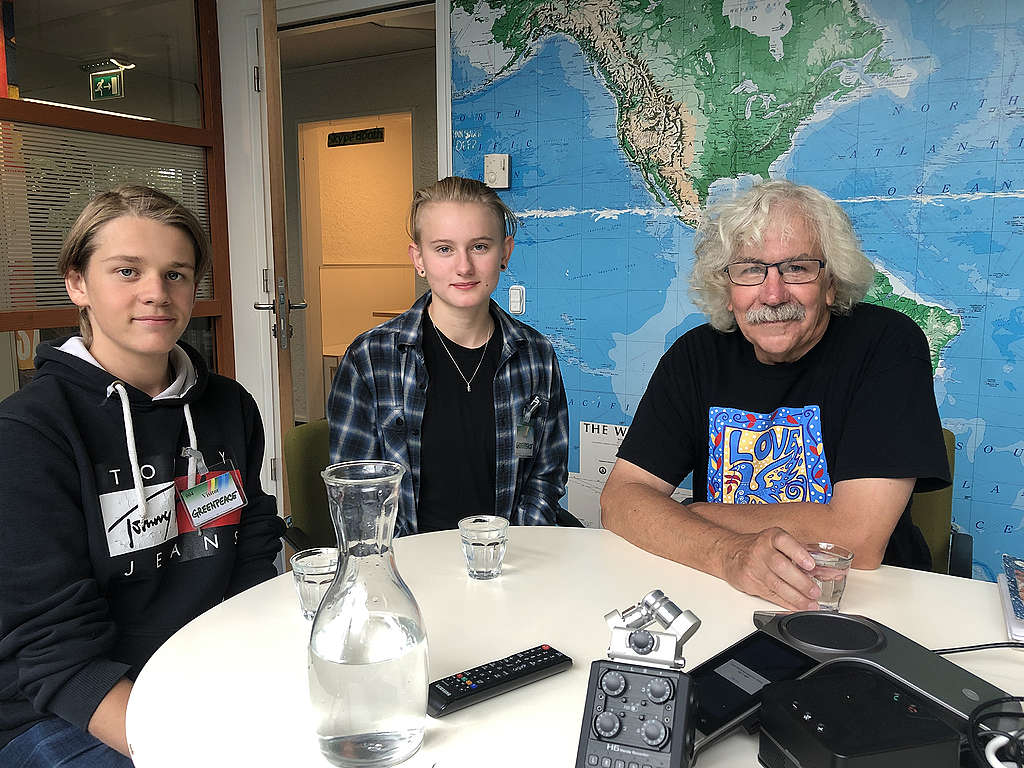Left to right: Andreas Magnusson, Ell Ottosson Jarl and Rex Weyler meeting in Amsterdam. © Simon Black / Greenpeace