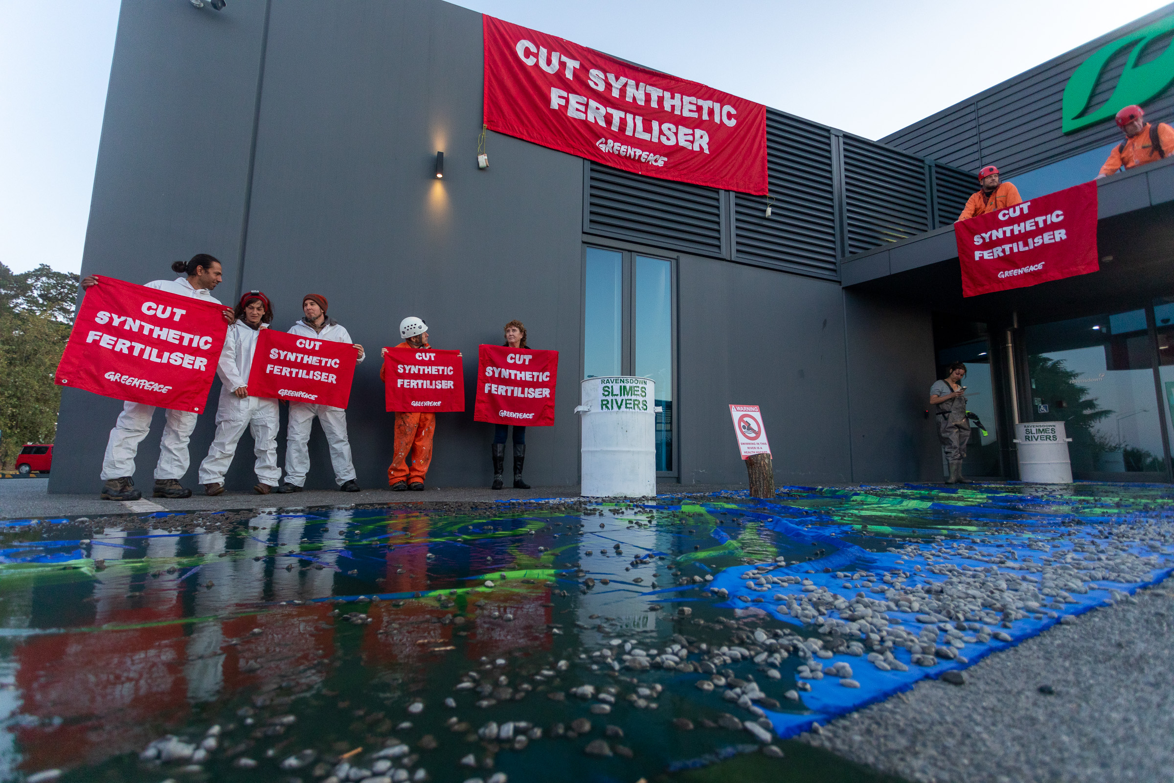 Ravensdown Christchurch HQ slimed by Greenpeace