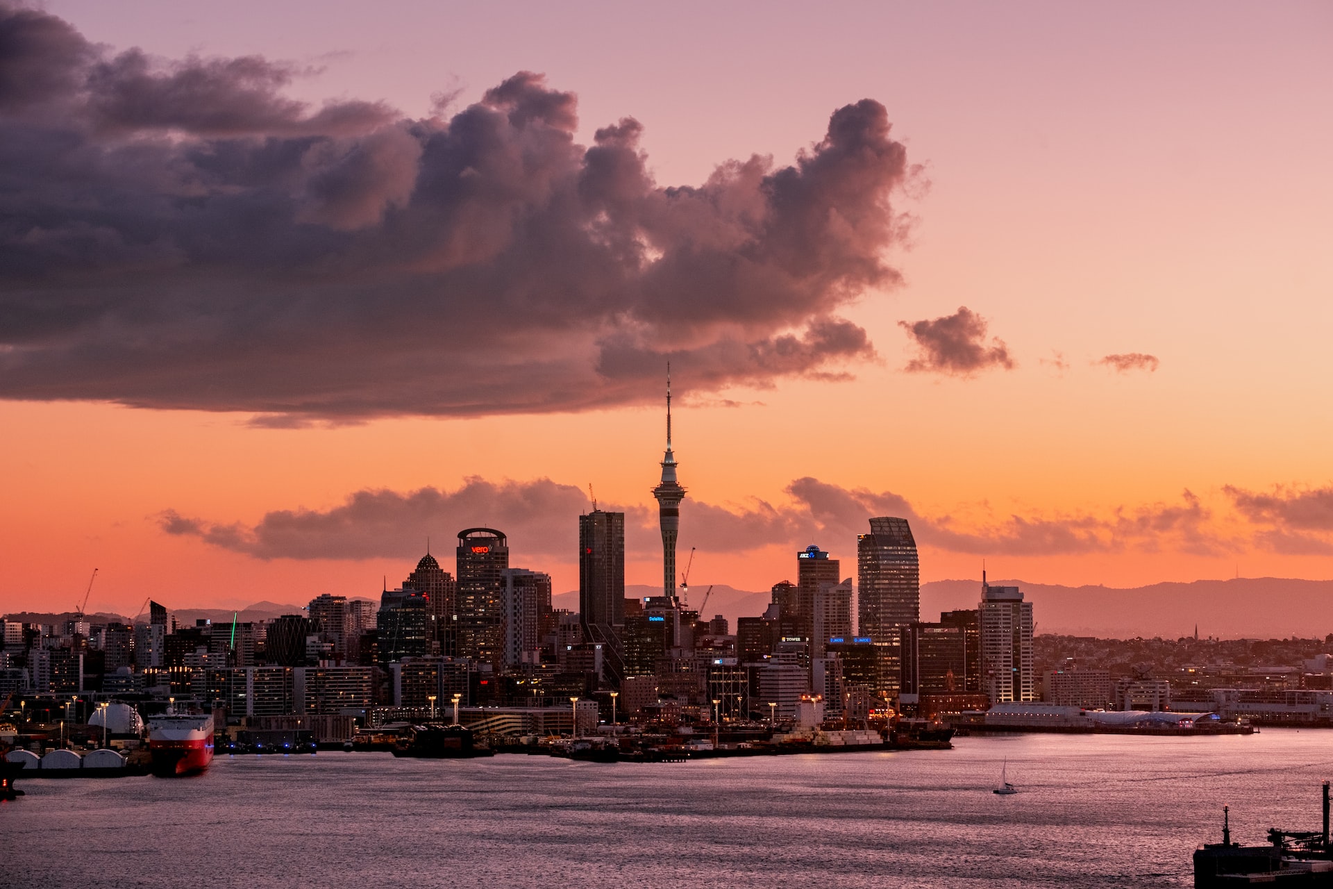 Auckland cityscape at dawn