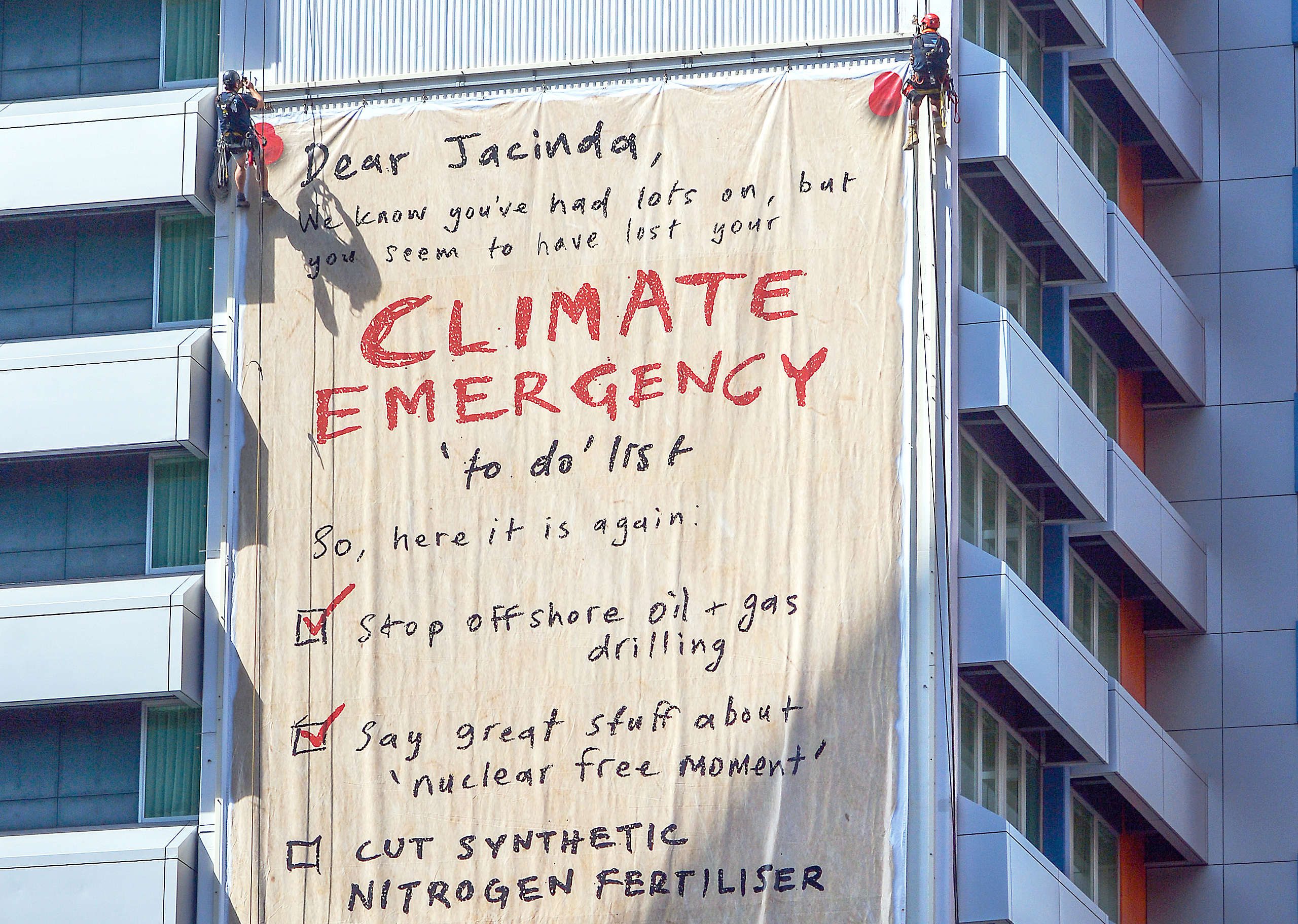 Giant crowdfunded note to PM on climate emergency anniversary