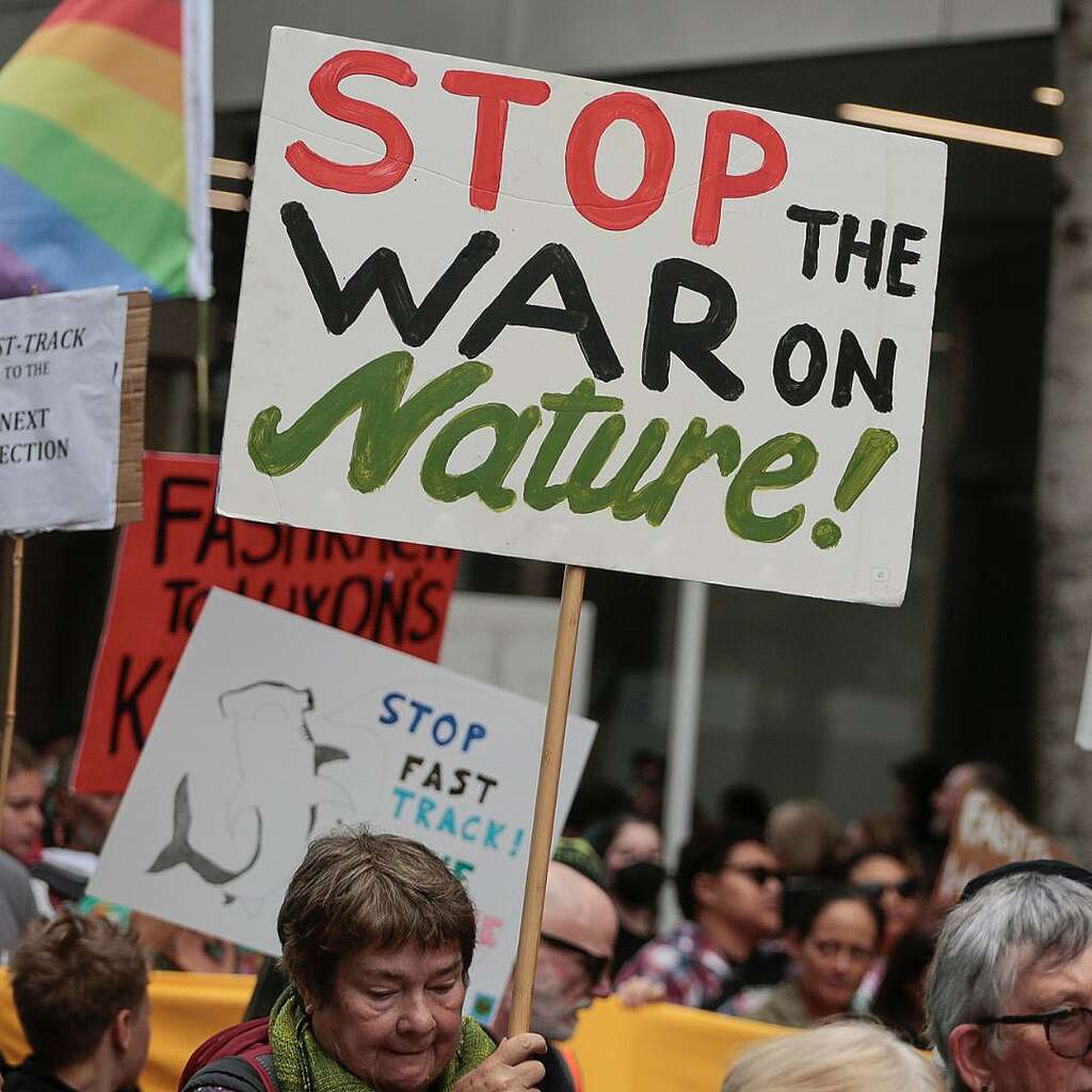 Placards from the March for Nature - Stop the war on nature