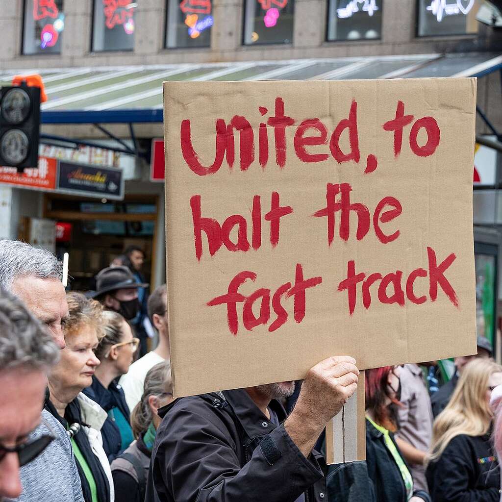 Placards from the March for Nature - United to halt the fast track