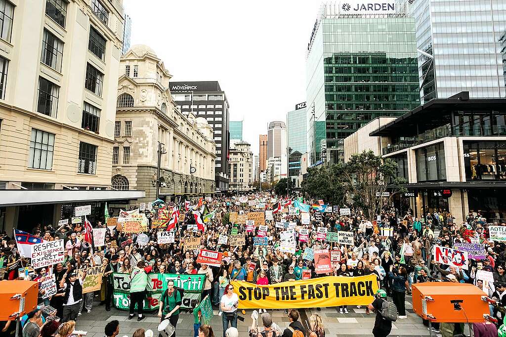 Over 20,000 marched down Queen Street to protest the Government's Fast Track Bill 