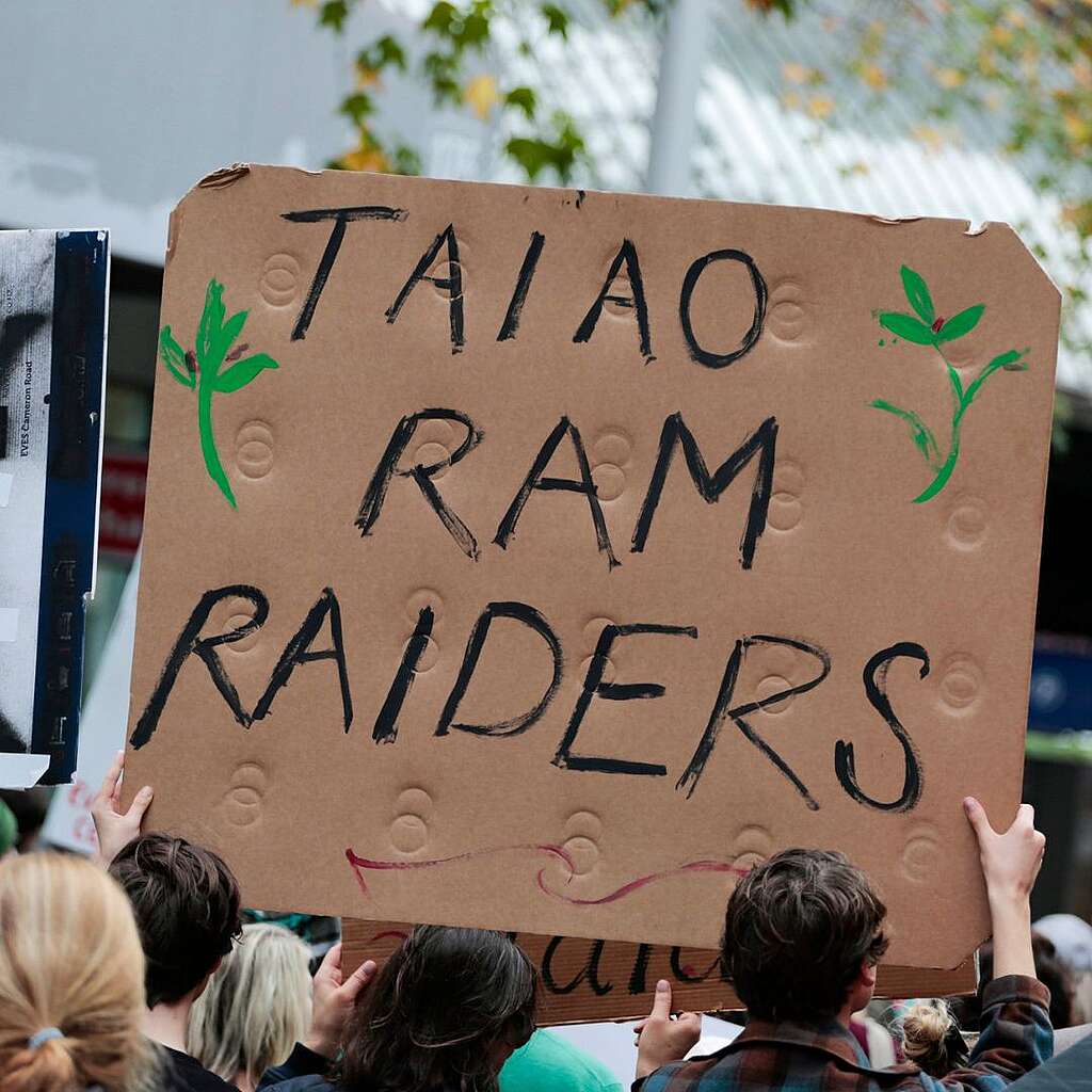 Placards from the March for Nature - Taiao ram raiders