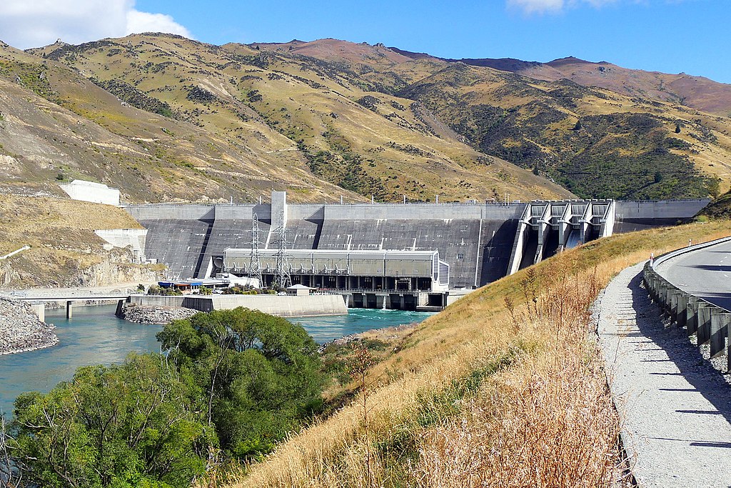 Clyde Dam with Clyde Power Station Otago New Zealand