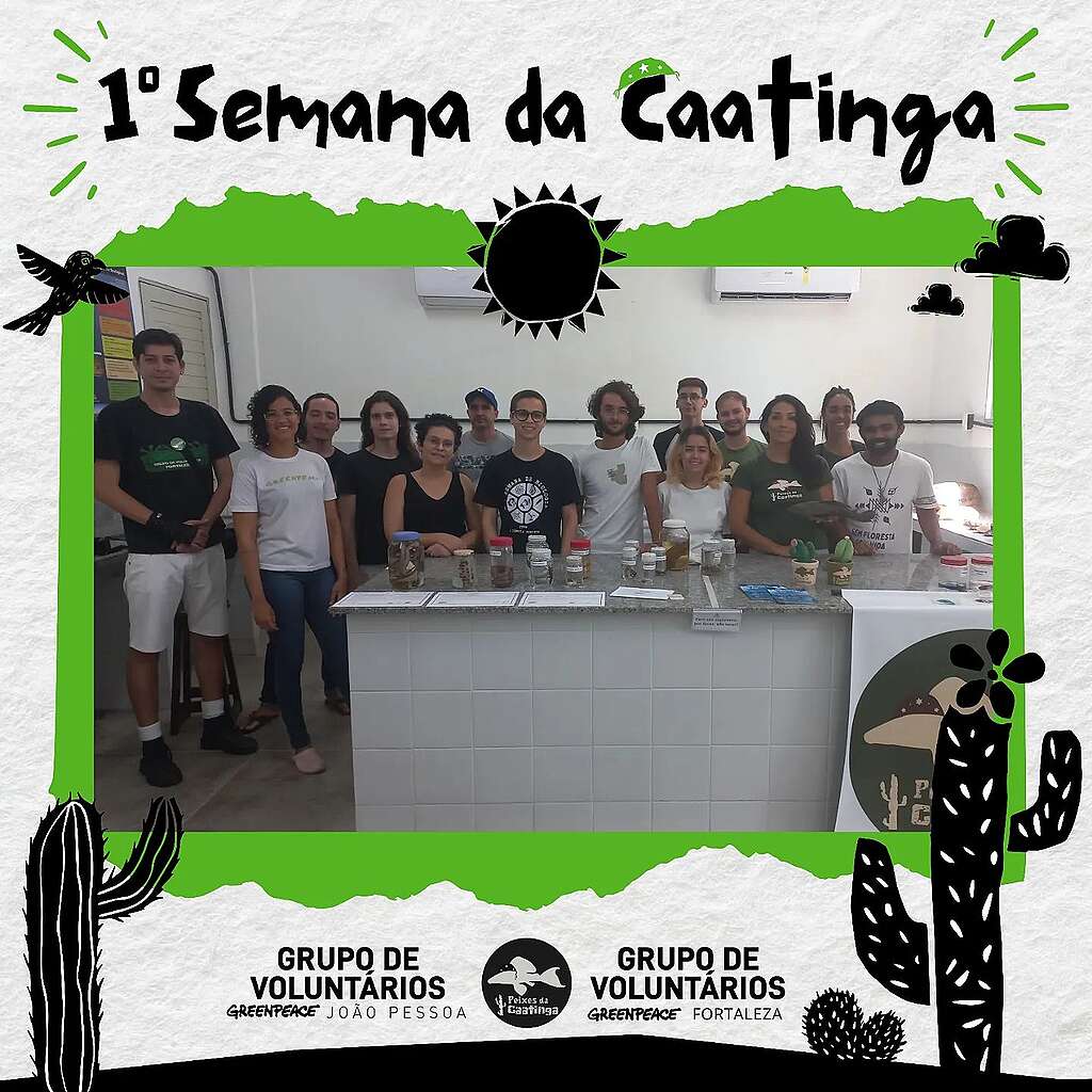 Foto com pessoas voluntárias em uma ação relacionada a Caatinga
