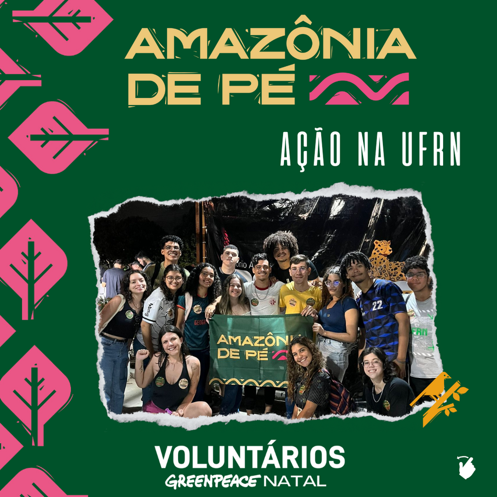 Arte com fotografia de voluntários em atividade da Amazônia de Pé