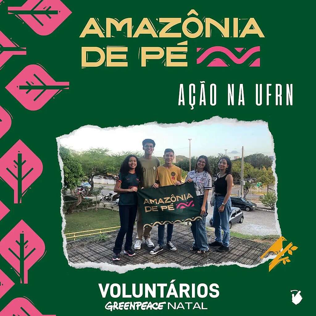 Arte com fotografia de voluntários em atividade da Amazônia de Pé