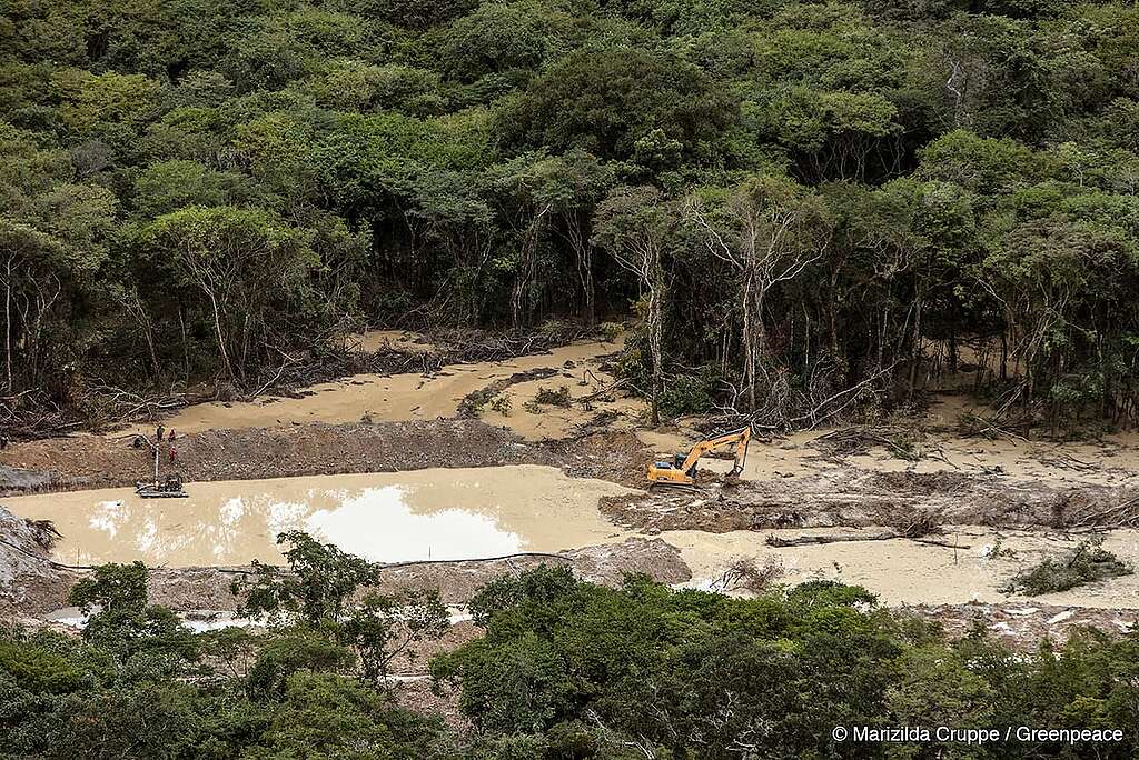 Mineração ilegal na Terra Indígena Kayapó, na Amazônia.