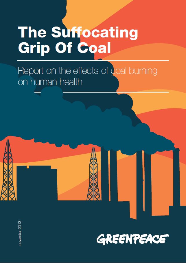 Cover of the report "The Suffocating Grip of Coal", November 2013