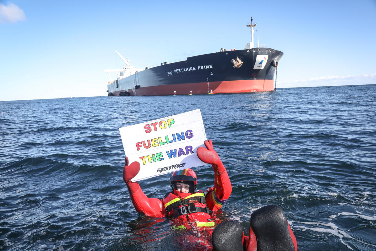 Мирна демонстрация срещу доставките на руски петрол в Дания