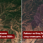 Преди и след пламъците: Поглед от космоса към пет области в България, засегнати от пожарите през юли 2024 г. 