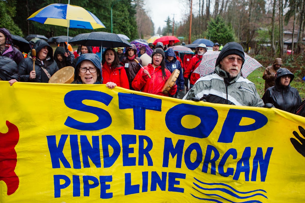 Land Defenders Protest at Kinder Morgan Tank Farm in British Columbia