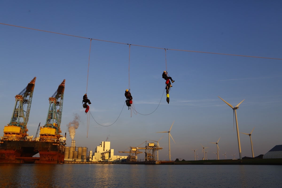 Activists Block Entrance to RWE Coal Plant in Eemshaven. © Bas Beentjes