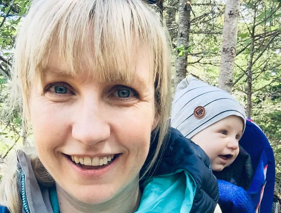 Christy Ferguson and her son William out in nature