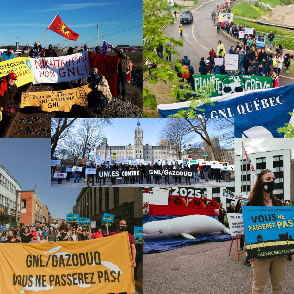 Overview of some of the mobilisations against GNL Quebec