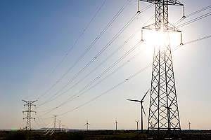 Wind Turbines and Electric Wires. © Greenpeace / Daniel Beltrá