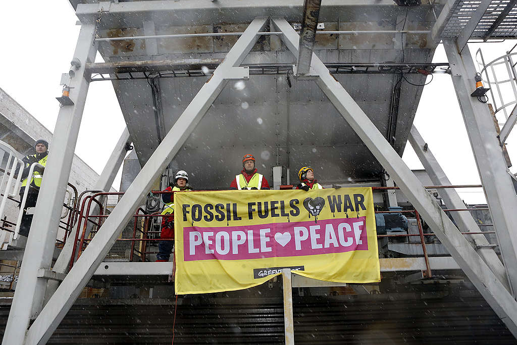 On April 5, 2022, nine Greenpeace activists staged a protest at the dock of Helen's Salmisaari coal power plant in Helsinki.