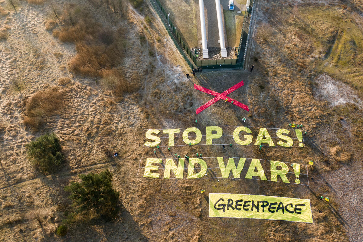 Protest in Lubmin against Gas Imports from Russia. © Greenpeace