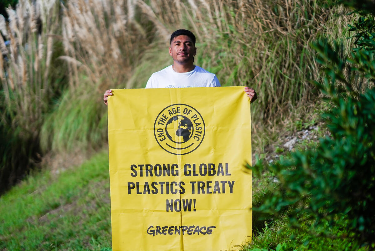 Global Key Influencers and Activists' Call to End the Age of Plastic. © Macherez Yann / Greenpeace