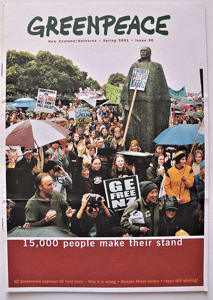 6 October 2000 An estimated 15,000 people join GE-Free Day of Action events in 20 main centres around NZ organised by a coalition of GE-Free groups including Greenpeace