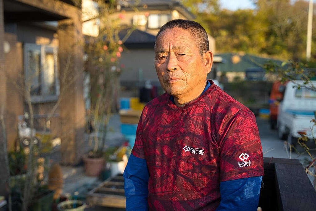 福島漁民小野春雄先生直指日本政府計劃將核廢水排放出大海，等同將福島漁業推落無底深淵。© Greenpeace