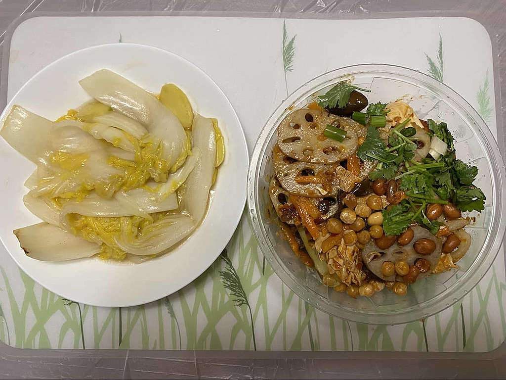 右方的「素食大雜燴」足夠分開三餐，相當經濟實惠。 © Sabrina Leung