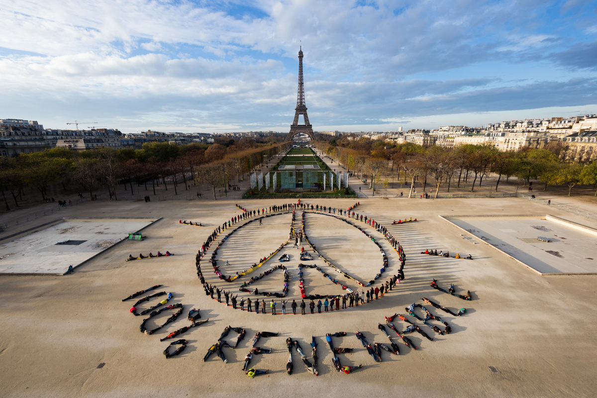 Eiffel Tower Human Aerial Art in Paris. © Yann Arthus-Bertrand