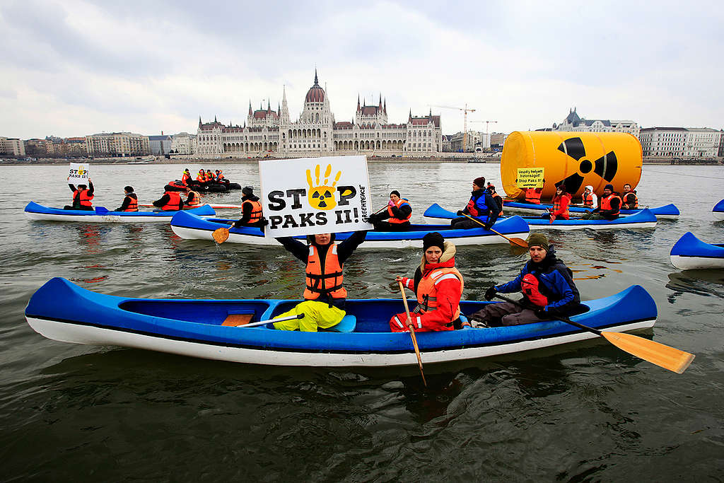 Protest against Nuclear Power Plant Paks 2 in Budapest. © Bence Jardany