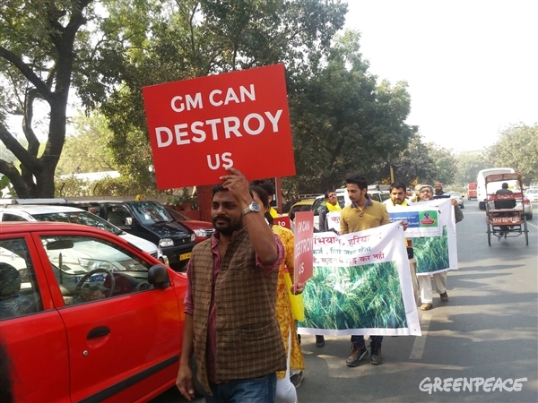 Rally outside Ministry of Environment, Forests and Climate Change to oppose GM Mustard 