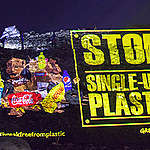Single Use Plastic Projection in Bali. © Jurnasyanto Sukarno / Greenpeace