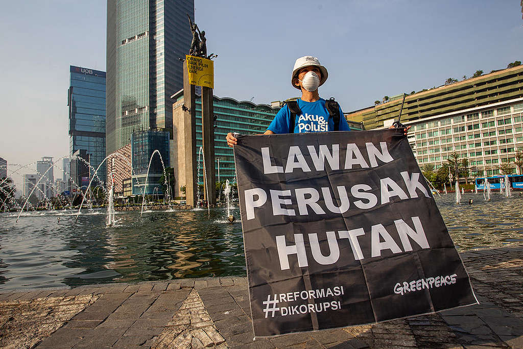 Welcoming Re-elected Indonesian President. © Dhemas Reviyanto / Greenpeace