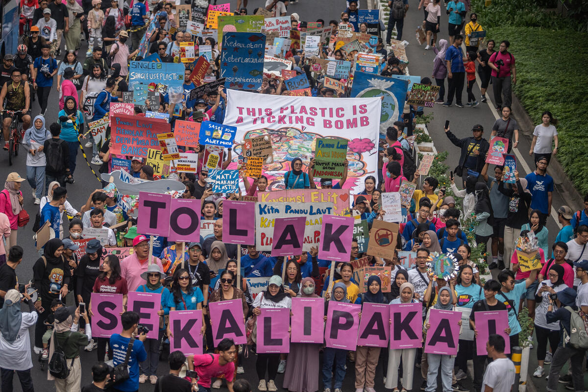 Plastic Free March 2023 in Jakarta. © Jurnasyanto Sukarno / Greenpeace
