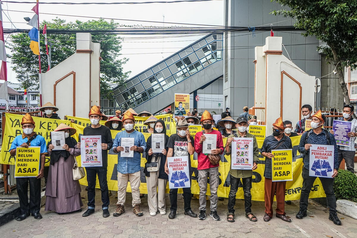 Lawsuit in Palembang District Court, South Sumatra. © Abriansyah Liberto / Greenpeace