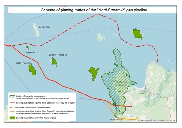 This is the planned route of the Nord Stream 2 gas pipeline