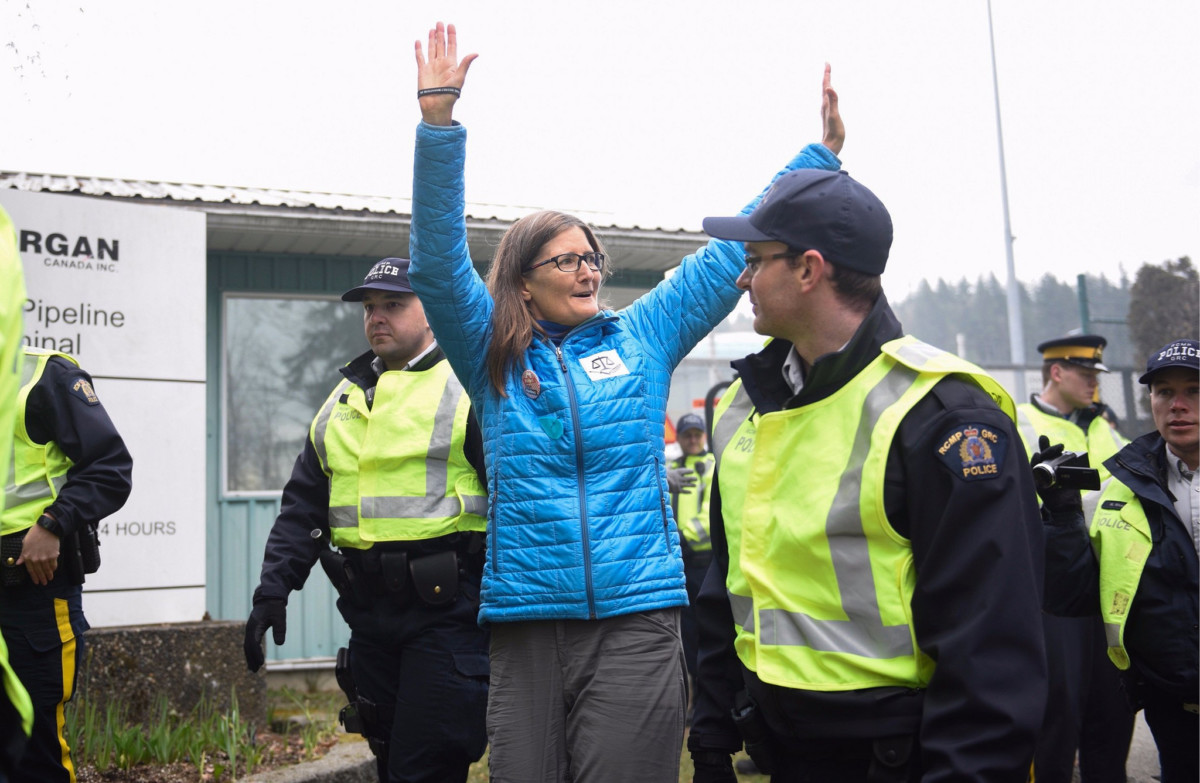 Former Kinder Morgan Employee Romilly Cavanaugh Joins Pipeline Protest © Rogue Collective