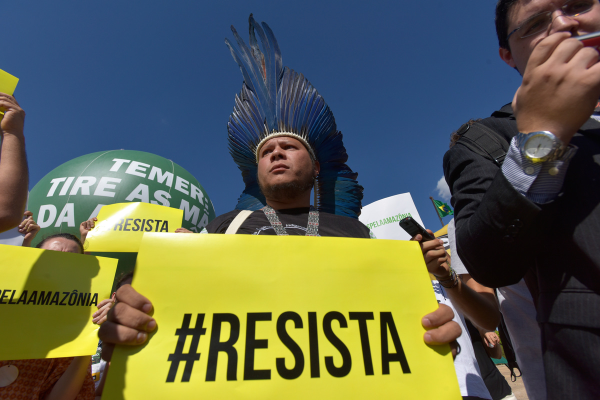 Kleber Karipuna at Resist Protest in Brazil