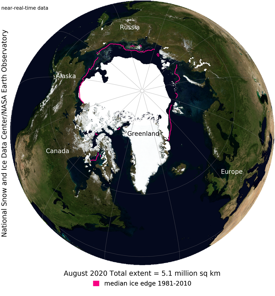 Arctic glacier recession. © National Snow and Ice Data Centre / NASA Earth Observatory © National Snow and Ice Data Centre / NASA Earth Observatory