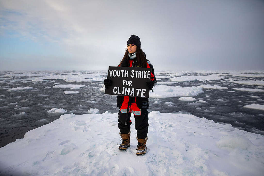 Mya-Rose Craig Holds Most Northerly Climate Strike. © Daniella Zalcman / Greenpeace