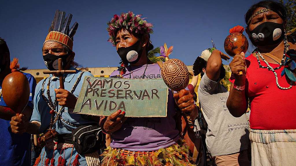 Indigenous Peoples protest in Brasilia, Brazil.