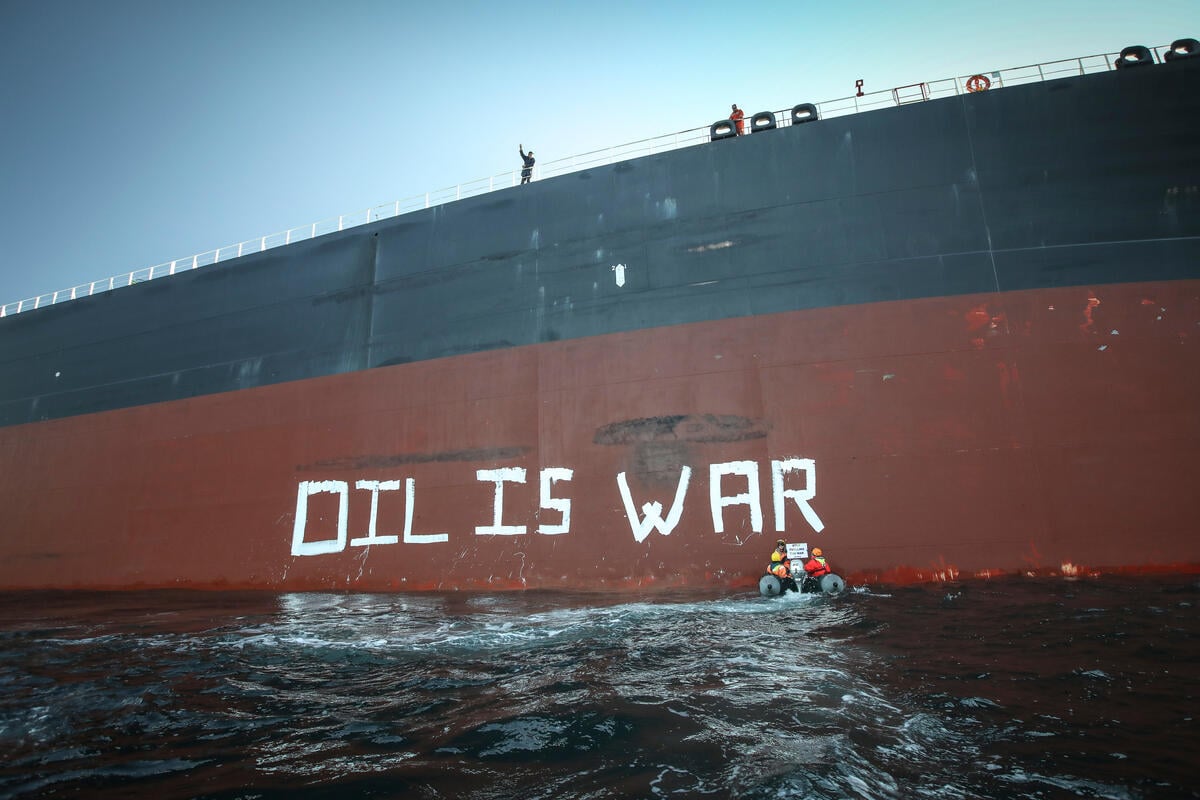 Peaceful Action Confronting Oil from Russia in Denmark. © Will Rose / Greenpeace