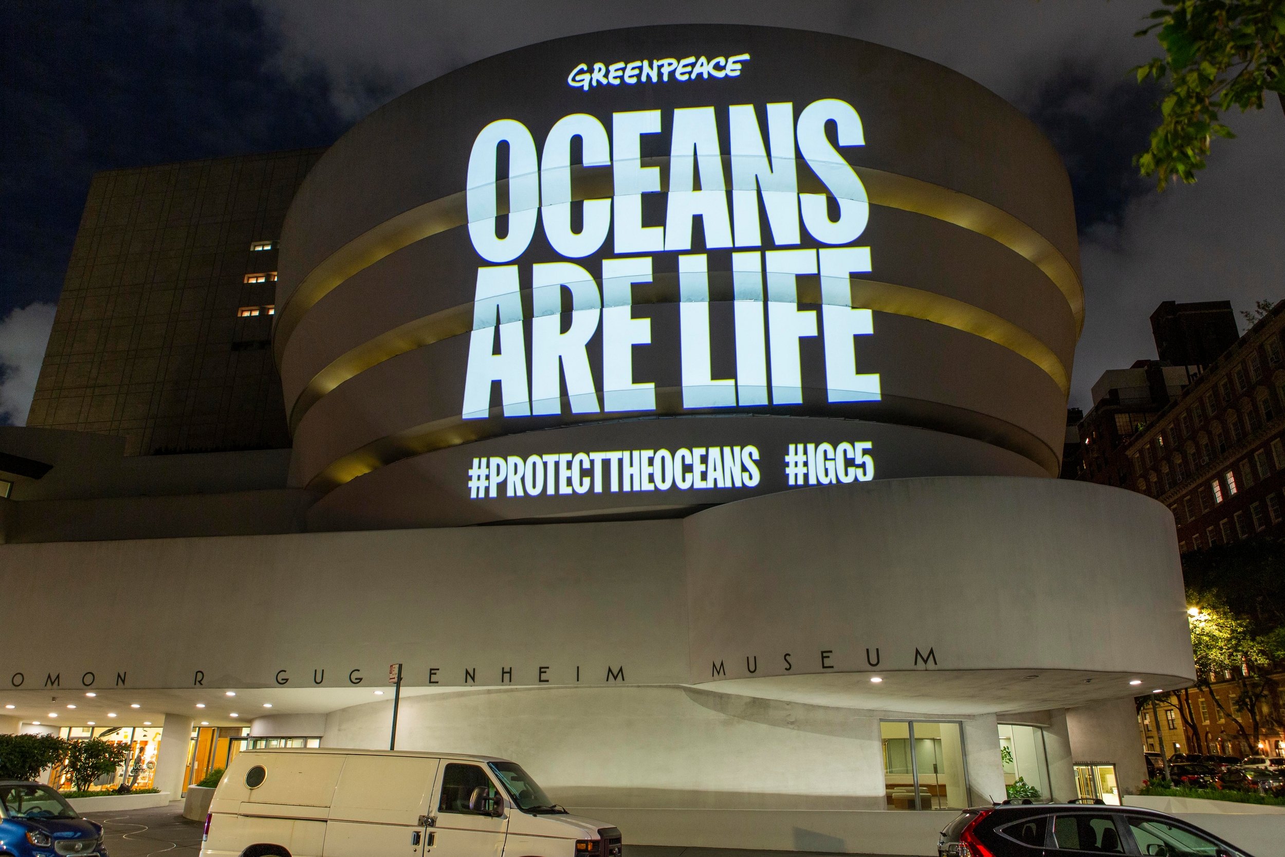 Protect The Oceans Projection Onto The Guggenheim Museum