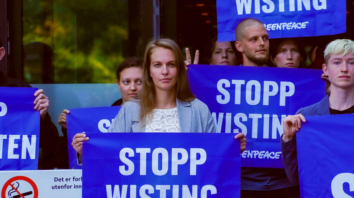 "Stop Wisting" Protest at Equinor Garden Party, Norway.