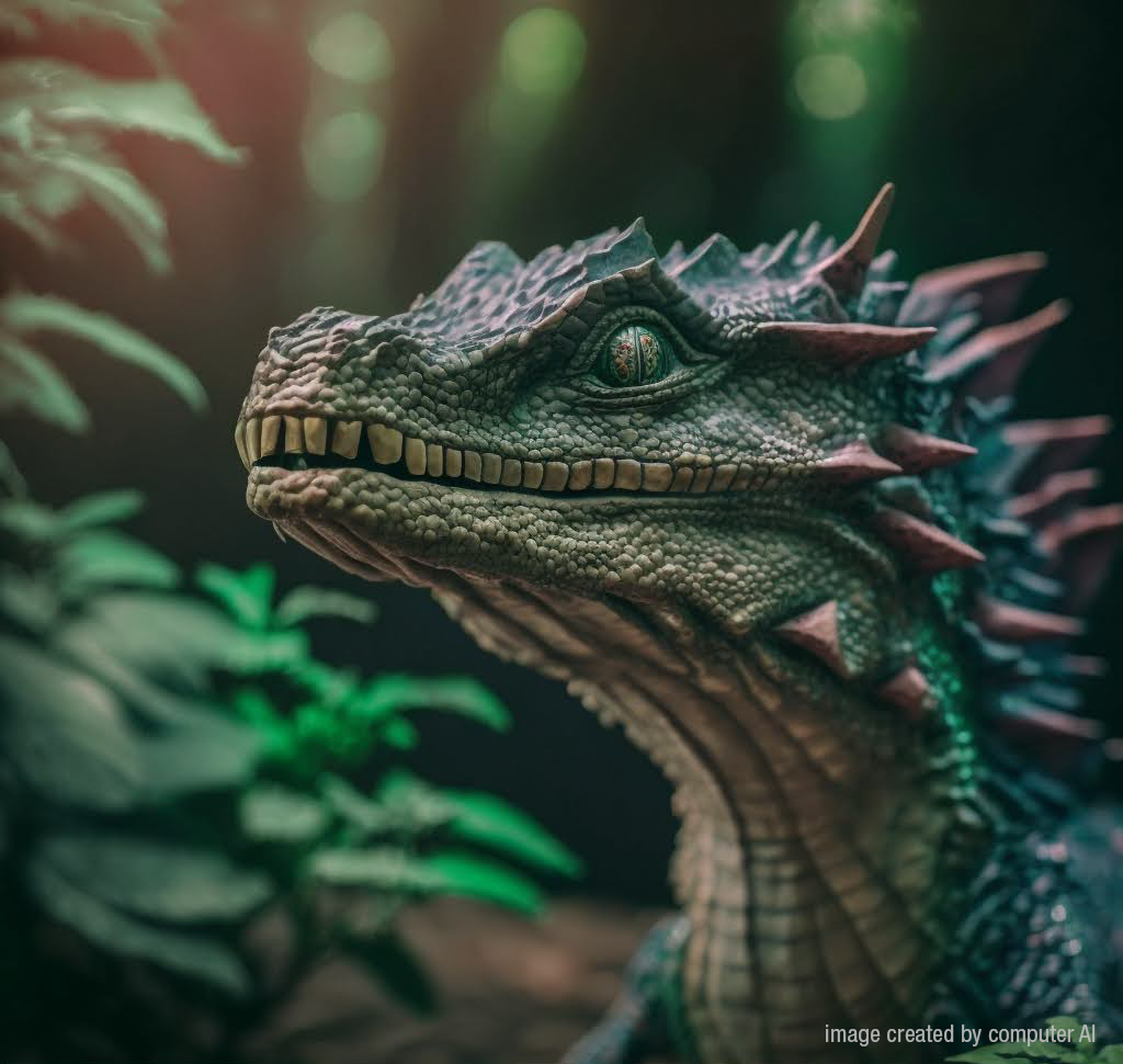 Image shows AI generated image from the keywords Fantastical Crocodile Dragon - Defending Nature © AI/Bondan (Iskandar Fahmi)  - Indonesia