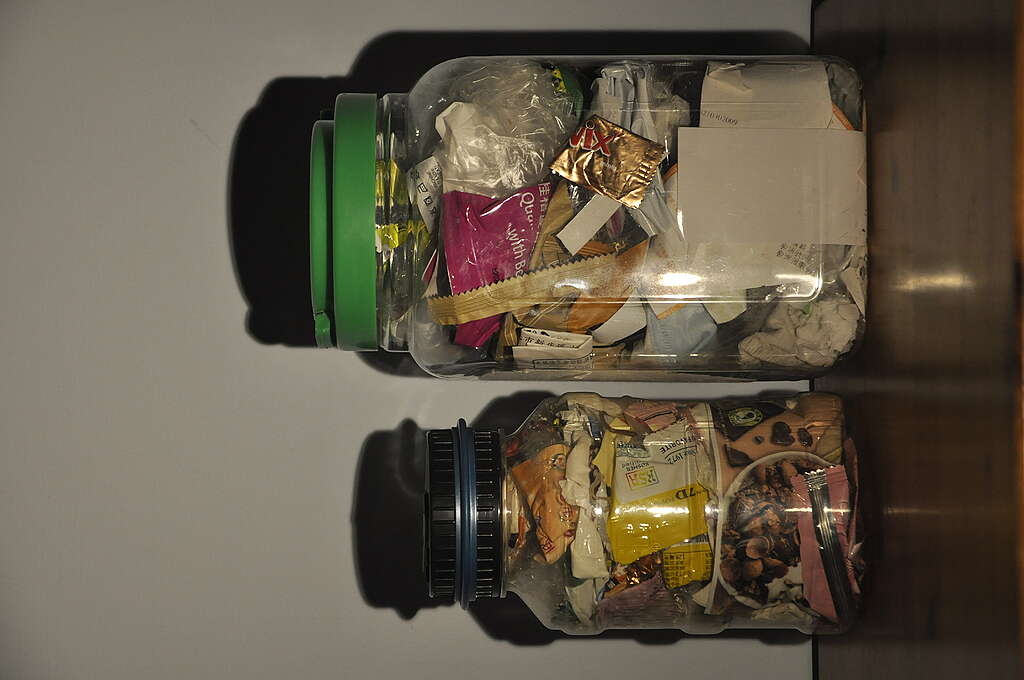 Two candy jar full of trash