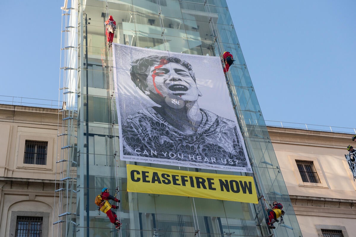 Gaza: Ceasefire Now - Action in Madrid. © Mario Gomez / Greenpeace